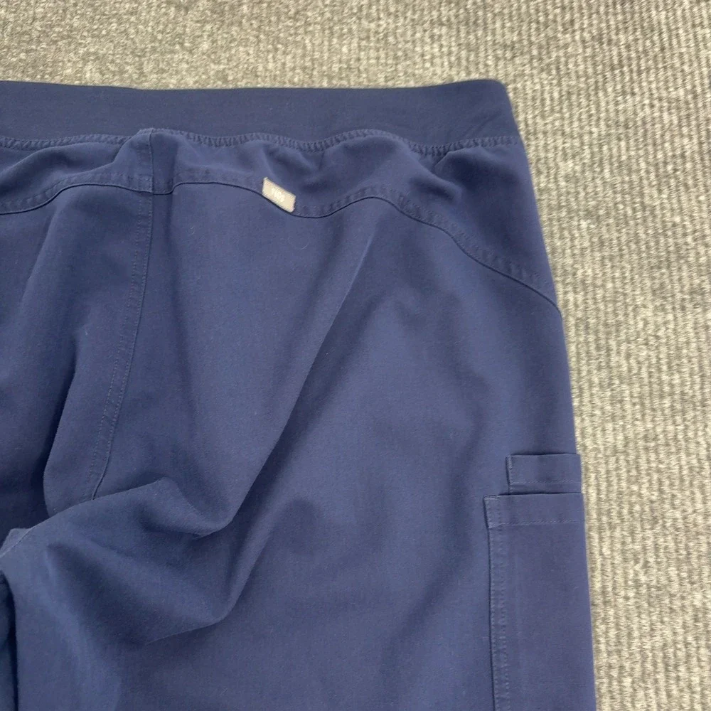 Figs Scrub Pants Mens‎ 39 Navy Blue Polyester Rayon Spandex Cargo Drawstring